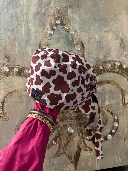 Cow Print Scrub Cap