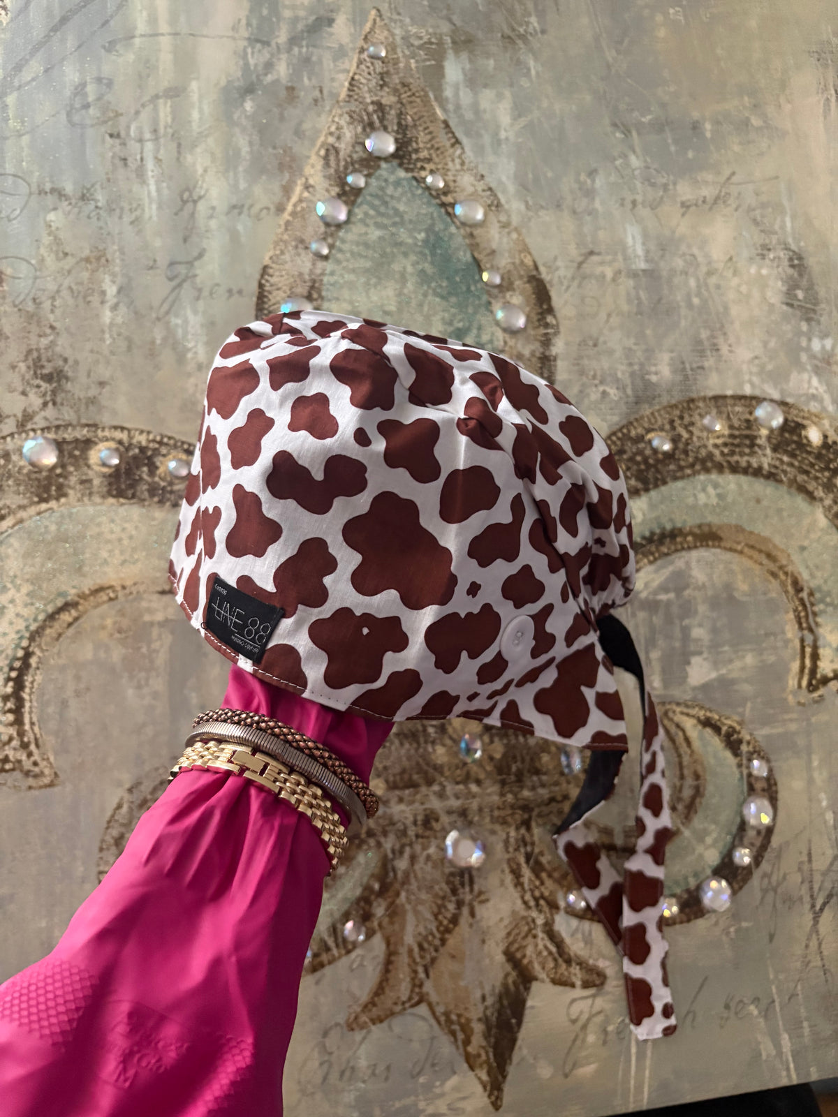 Cow Print Scrub Cap