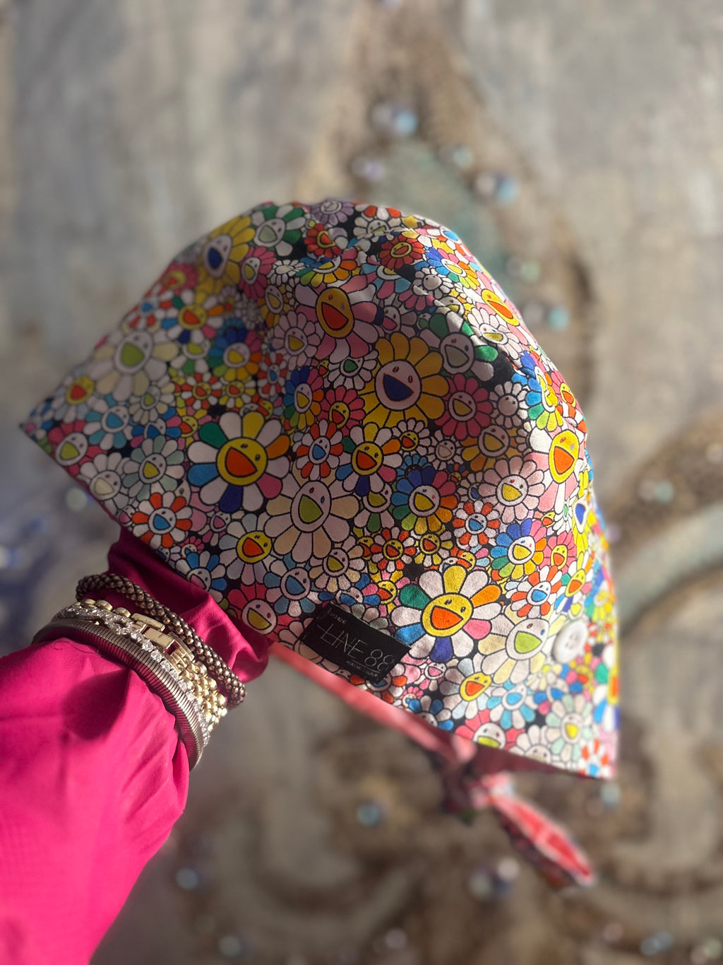 Happy Flower Scrub Cap